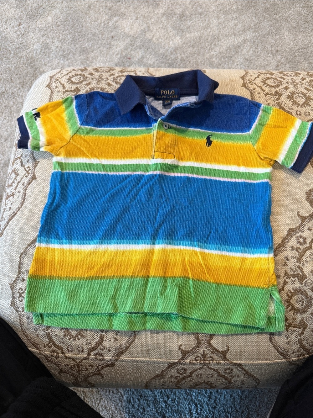 Polo by Ralph Lauren Blue, Yellow & Green Striped Polo